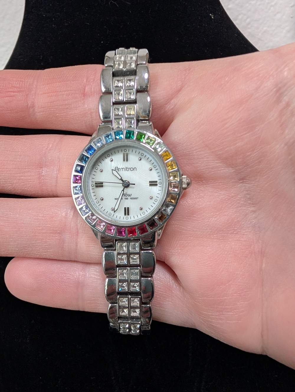 Armitron Now Quartz Wristwatch Rainbow Bezel Crystal Women's Water Resistant